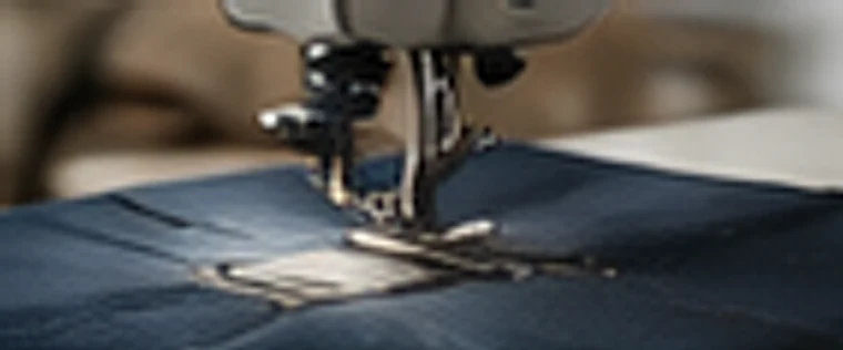 Hands stitching a repair on a garment at a sewing machine
